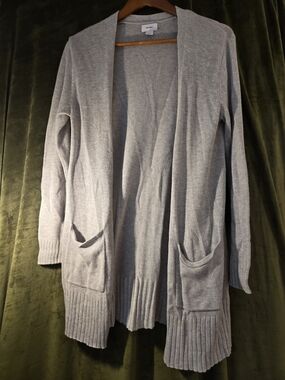 Old Navy Light Gray Open-Front Knit Cardigan